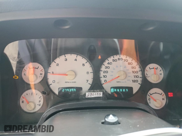 2005 Dodge 1500 SLT with VIN 1D7HU18D15J594982, listed as a Copart auction lot 55433245 with 279,399 mi miles and Salvage Title. Bid and sale history available at DreamBid. Image 9.