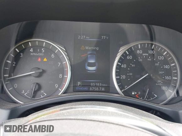 2018 Infiniti Q50 Luxe with VIN JN1EV7AP4JM591913, listed as a IAAI auction lot 42300643 with 85,183 mi miles and . Bid and sale history available at DreamBid. Image 7.