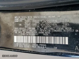 2005 Toyota Tundra SR5 with VIN 5TBET34195S464547, listed as a Copart auction lot 43545405 with 273,293 mi miles and Salvage Title. Bid and sale history available at carsss.com. Image 13.