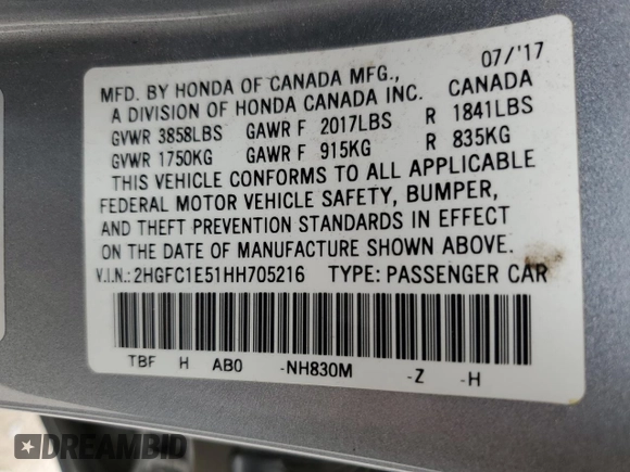 2017 Honda Civic Sedan Si with VIN 2HGFC1E51HH705216, listed as a Copart auction lot 77645594 with 77,086 mi miles and Salvage Title. Bid and sale history available at carsss.com. Image 12.