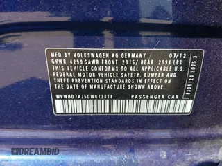 2013 Volkswagen GTI Driver's Edition z VIN WVWHD7AJ5DW072418, wystawiony jako IAAI lot #42159678 z przebiegiem 134 644 mil mil oraz . Historia ofert i sprzedaży dostępna na DreamBid. Obrazek 9.