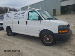2018 Chevrolet Express Cargo Van with VIN 1GCWGAFP6J1261449, listed as a Copart auction lot 83677924 with 0 mi miles and Salvage Title. Bid and sale history available at carsss.com. Image 4.