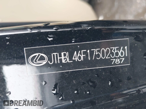 2007 Lexus LS 460 with VIN JTHBL46F175023561, listed as a IAAI auction lot 40870832 with 237,969 mi miles and . Bid and sale history available at DreamBid. Image 9.