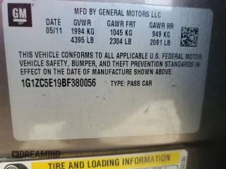 2011 Chevrolet Malibu 1LT with VIN 1G1ZC5E19BF380056, listed as a Copart auction lot 76332564 with 171,106 mi miles and Clean Title. Bid and sale history available at DreamBid. Image 12.