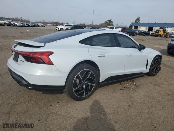 2024 Audi RS e-tron GT with VIN WAUBHBFW5R7900466, listed as a Copart auction lot 77434014 with 5,257 mi miles and Salvage Title. Bid and sale history available at carsss.com. Image 3.