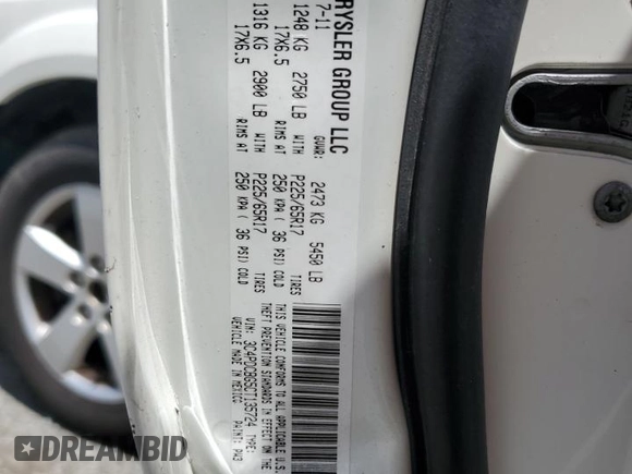 2012 Dodge Journey SXT with VIN 3C4PDCBG5CT135724, listed as a Copart auction lot 56938415 with 180,548 mi miles and Salvage title. Bid and sale history available at DreamBid. Image 13.