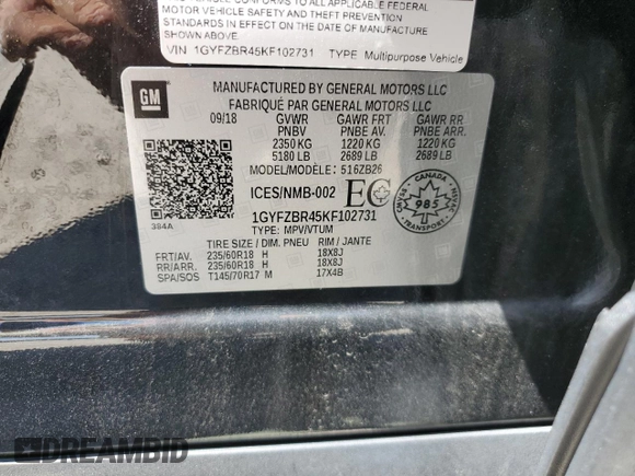 2019 Cadillac XT4 AWD Luxury with VIN 1GYFZBR45KF102731, listed as a Copart auction lot 69534914 with 76,078 mi miles and Salvage Title. Bid and sale history available at carsss.com. Image 14.
