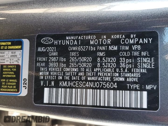 2022 Genesis GV80 Advanced Plus with VIN KMUHCESC4NU075604, listed as a Copart auction lot 81879594 with 34,330 mi miles and Salvage title. Bid and sale history available at DreamBid. Image 15.