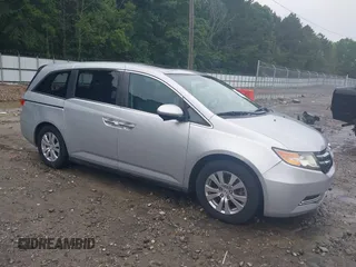 2014 Honda Odyssey EX-L z VIN 5FNRL5H66EB063889, wystawiony jako IAAI lot #42340151 z przebiegiem 166 456 mil mil oraz . Historia ofert i sprzedaży dostępna na DreamBid. Obrazek 1.