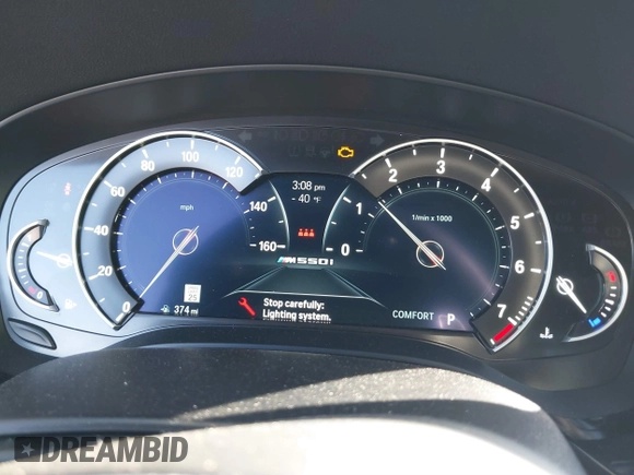 2019 BMW 5 Series M550i xDrive with VIN WBAJB9C51KB288416, listed as a IAAI auction lot 41265378 with 52,529 mi miles and . Bid and sale history available at DreamBid. Image 7.
