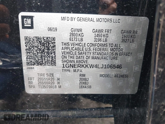 2020 Chevrolet Traverse Premier with VIN 1GNERKKW4LJ106546, listed as a IAAI auction lot 41953652 with 101,884 mi miles and . Bid and sale history available at DreamBid. Image 9.