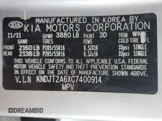 2012 Kia Soul + with VIN KNDJT2A6XC7400914, listed as a Copart auction lot 42729445 with 37,815 mi miles and Salvage Title. Bid and sale history available at carsss.com. Image 14.