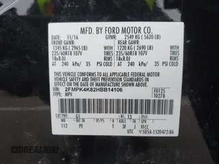 2017 Ford Edge Titanium with VIN 2FMPK4K82HBB14106, listed as a IAAI auction lot 41925945 with 96,243 mi miles. Bid and sale history available at carsss.com. Image 9.