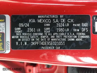 2025 Kia K4 LXS with VIN 3KPFT4DE9SE021051, listed as a Copart auction lot 84928124 with 2,187 mi miles and Clean Title. Bid and sale history available at carsss.com. Image 13.