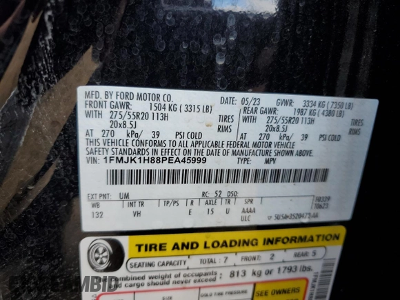 2023 Ford Expedition Max XLT z VIN 1FMJK1H88PEA45999, wystawiony jako Copart lot #43463605 z przebiegiem 36 420 mil mil oraz Szkoda całkowita • Salvage title. Historia ofert i sprzedaży dostępna na DreamBid. Obrazek 13.