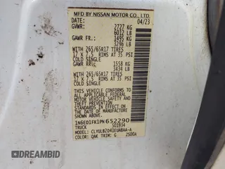 2023 Nissan Frontier SV with VIN 1N6ED1FK1PN652290, listed as a IAAI auction lot 42443397 with 38,876 mi miles and . Bid and sale history available at DreamBid. Image 9.
