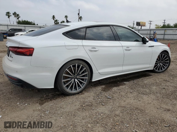 2022 Audi A5 Sportback Premium Plus with VIN WAUCBCF58NA027585, listed as a Copart auction lot 51382045 with 22,354 mi miles and Salvage Title. Bid and sale history available at carsss.com. Image 3.