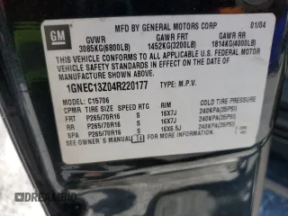2004 Chevrolet Tahoe LS z VIN 1GNEC13Z04R220177, wystawiony jako Copart lot #48406255 z przebiegiem 215 167 mil mil oraz Szkoda całkowita • Salvage title. Historia ofert i sprzedaży dostępna na DreamBid. Obrazek 13.