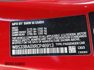 2024 BMW M4 Competition xDrive with VIN WBS33BA0XRCP46913, listed as a IAAI auction lot 41534584 with 16,656 mi miles. Bid and sale history available at carsss.com. Image 9.