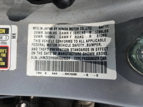 2011 Honda Insight LX z VIN JHMZE2H56BS009537, wystawiony jako Copart lot #62281105 z przebiegiem 240 131 mil mil oraz Szkoda całkowita • Salvage title. Historia ofert i sprzedaży dostępna na DreamBid. Obrazek 13.