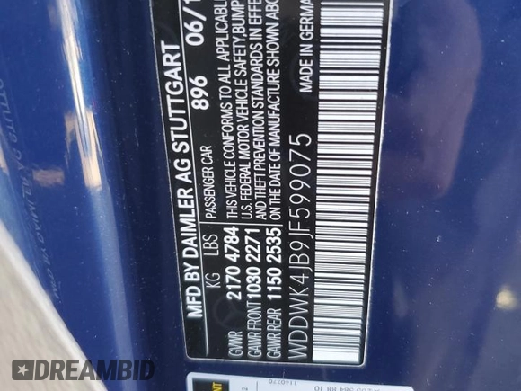 2018 Mercedes-Benz C 300 with VIN WDDWK4JB9JF599075, listed as a Copart auction lot 88006825 with 47,615 mi miles and Salvage Title. Bid and sale history available at DreamBid. Image 12.