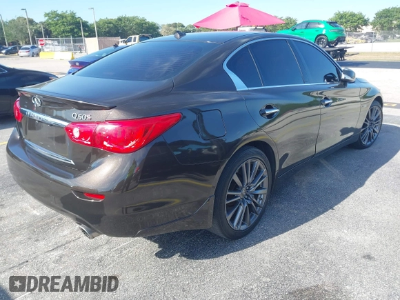 2016 Infiniti Q50 Red Sport 400 with VIN JN1FV7AR4GM451987, listed as a IAAI auction lot 41891826 with 64,931 mi miles and . Bid and sale history available at DreamBid. Image 4.