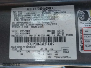 2010 Ford Fusion SE with VIN 3FAHP0HG9AR214315, listed as a IAAI auction lot 41748819 with 79,962 mi miles. Bid and sale history available at carsss.com. Image 9.