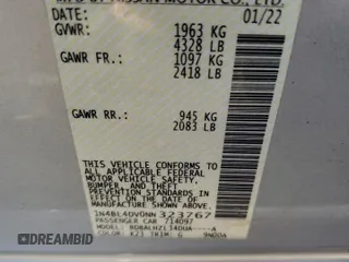 2022 Nissan Altima SV z VIN 1N4BL4DV0NN323767, wystawiony jako Copart lot #53712905 z przebiegiem 75 346 mil mil oraz Szkoda całkowita • Salvage title. Historia ofert i sprzedaży dostępna na DreamBid. Obrazek 12.