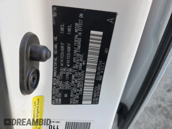 2015 Toyota Sienna LE AAS z VIN 5TDKK3DC4FS542670, wystawiony jako Copart lot #85658924 z przebiegiem 89 845 mil mil oraz Szkoda całkowita • Salvage title. Historia ofert i sprzedaży dostępna na DreamBid. Obrazek 16.
