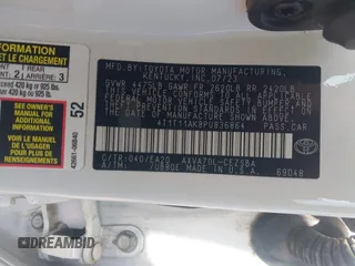 2023 Toyota Camry SE with VIN 4T1T11AK8PU836864, listed as a IAAI auction lot 41933124 with 50,263 mi miles and . Bid and sale history available at DreamBid. Image 9.