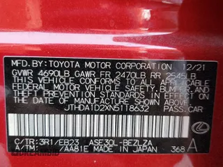 2022 Lexus IS with VIN JTHDA1D2XN5118632, listed as a Copart auction lot 63076184 with 24,948 mi miles and Clean Title. Bid and sale history available at carsss.com. Image 12.