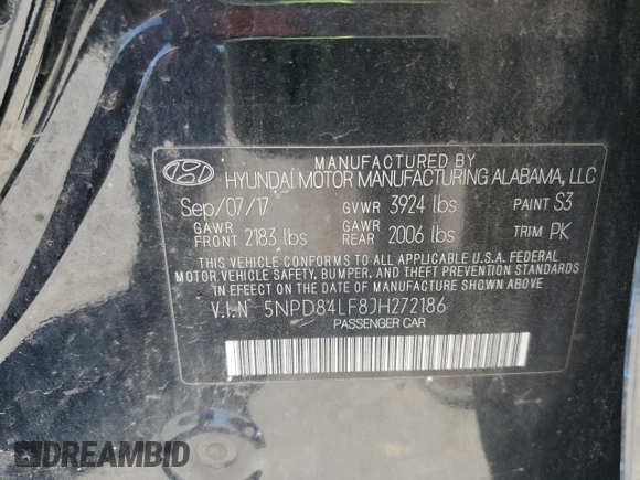 2018 Hyundai Elantra SEL with VIN 5NPD84LF8JH272186, listed as a Copart auction lot 53278855 with 106,941 mi miles and Salvage Title. Bid and sale history available at DreamBid. Image 13.