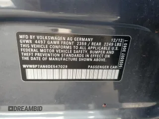2013 Volkswagen CC R-Line with VIN WVWBP7AN6DE547029, listed as a Copart auction lot 46512734 with 119,443 mi miles and Salvage Title. Bid and sale history available at DreamBid. Image 12.