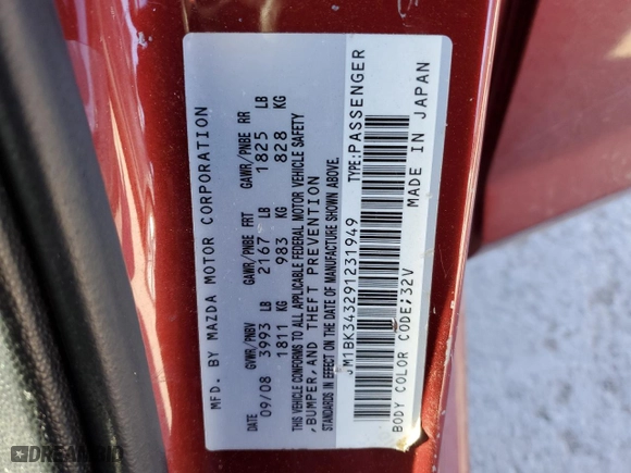 2009 Mazda Mazda3 s Touring with VIN JM1BK343291231949, listed as a Copart auction lot 38365964 with 220,516 mi miles and Salvage Title. Bid and sale history available at carsss.com. Image 14.
