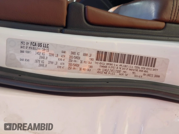 2015 Jeep Grand Cherokee Summit с VIN 1C4RJFJTXFC173287, выставлен на аукционе IAAI как лот 42794100 с пробегом 125 705 миль миль и . История ставок и продаж доступна на DreamBid. Изображение 9.