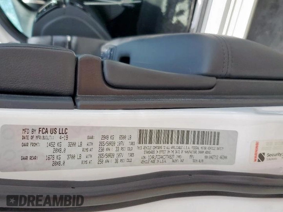 2019 Jeep Grand Cherokee High Altitude с VIN 1C4RJFCG4KC774527, выставлен на аукционе Copart как лот 59796785 с пробегом 40 872 миль миль и Списание • Salvage title. История ставок и продаж доступна на DreamBid. Изображение 12.