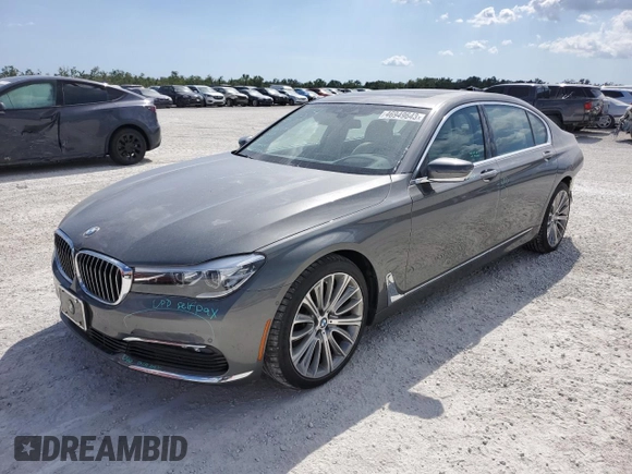 2018 BMW 7 Series 740i xDrive with VIN WBA7E4C51JGV23905, listed as a Copart auction lot 46949643 with 33,842 mi miles. Bid and sale history available at carsss.com. Image 1.
