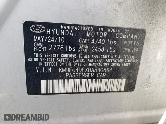 2011 Hyundai Azera Limited с VIN KMHFC4DFXBA530864, выставлен на аукционе Copart как лот 45673405 с пробегом 96 940 миль миль и Списание • Salvage title. История ставок и продаж доступна на DreamBid. Изображение 12.