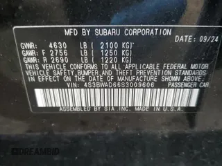 2025 Subaru Legacy Premium z VIN 4S3BWAD66S3009606, wystawiony jako Copart lot #53717645 z przebiegiem 11 249 mil mil oraz Szkody całkowita. Historia ofert i sprzedaży dostępna na DreamBid. Obrazek 12.