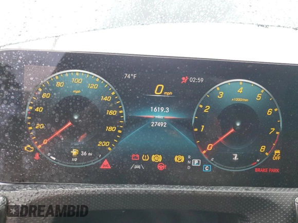 2023 Mercedes-Benz CLA 45 AMG with VIN W1K5J5DB9PN414523, listed as a Copart auction lot 52193645 with 27,492 mi miles and Salvage Title. Bid and sale history available at DreamBid. Image 9.
