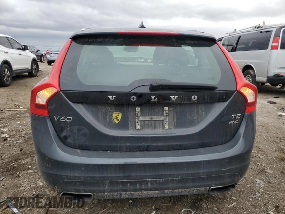 2015 Volvo V60 T5 Premier with VIN YV1612SK2F1221131, listed as a Copart auction lot 43855005 with 0 mi miles and Salvage Title. Bid and sale history available at carsss.com. Image 6.
