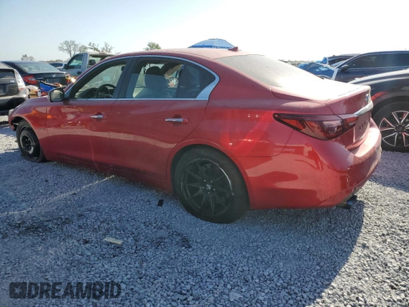 2018 Infiniti Q50 Red Sport 400 with VIN JN1FV7AP1JM460510, listed as a Copart auction lot 53756065 with Not provided miles and Salvage title. Bid and sale history available at DreamBid. Image 2.