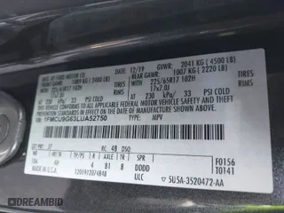 2020 Ford Escape SE with VIN 1FMCU9G63LUA52750, listed as a IAAI auction lot 40952482 with 81,070 mi miles. Bid and sale history available at carsss.com. Image 9.