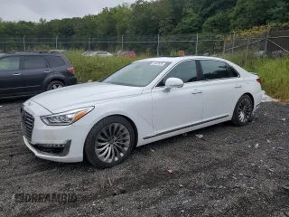 2017 Genesis G90 5.0L Ultimate with VIN KMHG54JH5HU024077, listed as a Copart auction lot 71843634 with 55,553 mi miles and Salvage Title. Bid and sale history available at carsss.com. Image 1.