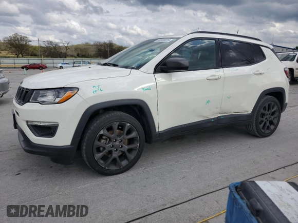 2021 Jeep Compass 80th Anniversary with VIN 3C4NJCEB7MT535933, listed as a Copart auction lot 50808025 with 70,995 mi miles and Salvage Title. Bid and sale history available at carsss.com. Image 1.