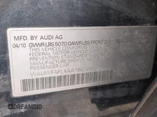 2010 Audi A4 2.0T Premium Plus with VIN WAUWFAFLXAA160105, listed as a Copart auction lot 45785875 with 0 mi miles and Salvage Title. Bid and sale history available at carsss.com. Image 12.