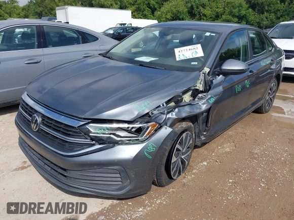 2024 Volkswagen Jetta S with VIN 3VW5M7BU6RM090197, listed as a IAAI auction lot 42724682 with 30,077 mi miles and . Bid and sale history available at DreamBid. Image 17.