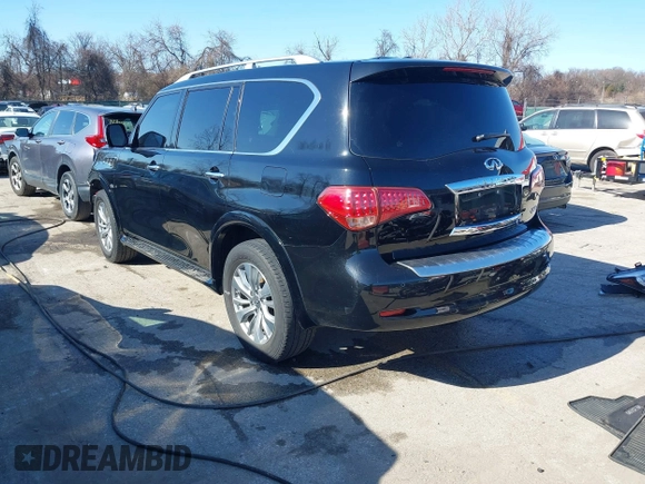 2017 Infiniti QX80 with VIN JN8AZ2NEXH9153684, listed as a IAAI auction lot 41737303 with 87,515 mi miles and . Bid and sale history available at DreamBid. Image 3.