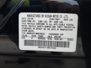 2008 Infiniti G35 x with VIN JNKBV61F18M275623, listed as a IAAI auction lot 42190258 with 182,127 mi miles and . Bid and sale history available at carsss.com. Image 9.