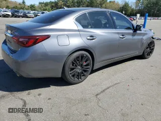 2020 Infiniti Q50 Red Sport 400 with VIN JN1FV7ARXLM660161, listed as a Copart auction lot 54141115 with 78,476 mi miles and Salvage title. Bid and sale history available at DreamBid. Image 3.